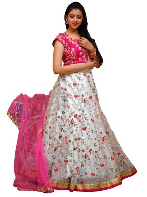 Buy Tissue White Bollywood Replica Lehenga Choli