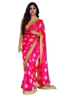 Buy Silk Jacquard Pink Replica Saree