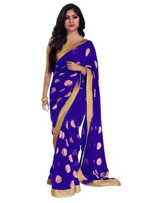 Buy Silk Jacquard Blue Replica Saree