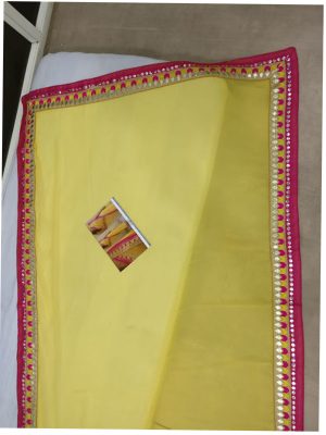 Buy Georgette With Silk Yellow Replica Saree