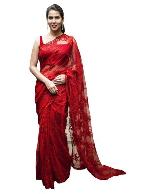 Buy Nylon Net Red Replica Saree