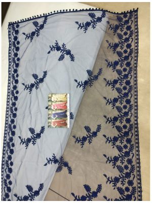 Buy Nylon Net Blue Replica Saree