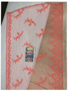 Buy Nylon Net Peach Replica Saree