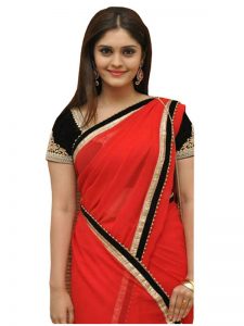 Buy Georgette With Silk Red Bollywood Replica Saree