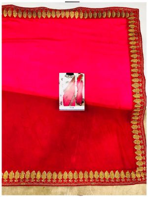 Buy Pink Georgette With Silk Replica Saree