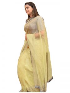 Buy Tissue Light Cream Bollywood Replica Saree