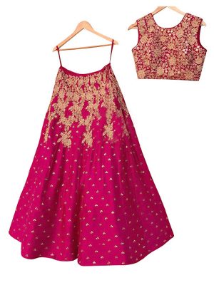 Buy Banglori Silk Rani Pink Replica Lehenga Choli