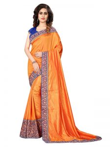 Buy Paper Silk Yellow Replica Saree