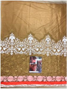 Buy Nylon Mono Net Brown Heavy Replica Saree