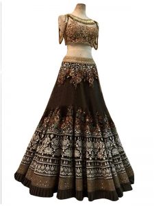 Buy Nylon Net Dark Brown Replica Lehenga Choli