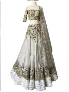 Buy Nylon Net Off White Replica Lehenga Choli