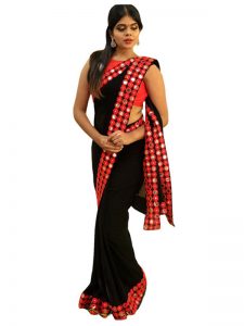 Buy Georgette Black Replica Saree