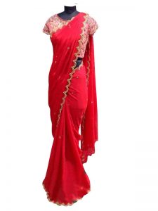 Buy Chiffon Georgette Red Replica Saree