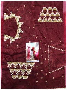 Buy Nylon Mono Net Maroon & Pink Replica Saree