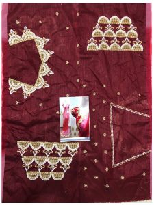 Buy Nylon Mono Net Maroon & Pink Replica Saree