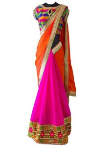 Buy Georgette Multi color Bollywood Replica Saree