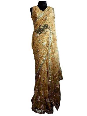 Buy Nylon Mono Net Cream Replica Saree