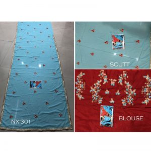 Buy Georgette Sky Blue Bollywood Replica Saree