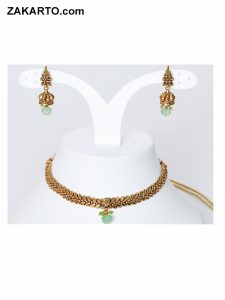 Partyware Gold polish Necklace with Earrings