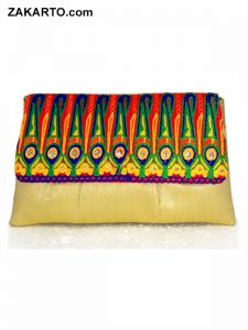 Artsilk Clutch with Aari Handwork on Flap