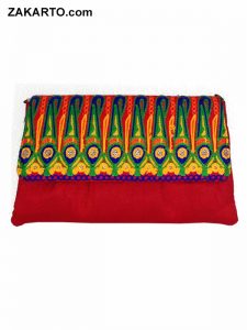 Red color Art silk handwork Work Clutch