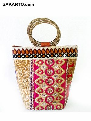Patch work Pink color basket with bangles