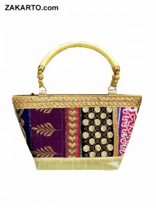 Multi Colour Handmade Patch work Basket Clutch