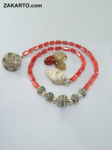 Red Coral Color Silver Set