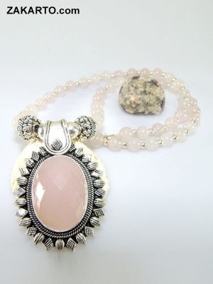 Pink Rose Quartz with 92.5 Silver Set