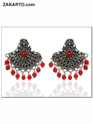 Red color Jhumka with stone