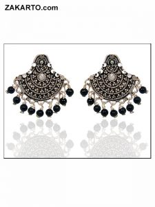 Silver Jhumka with Black stone