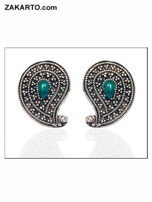 Green And silver Jhumka With stone