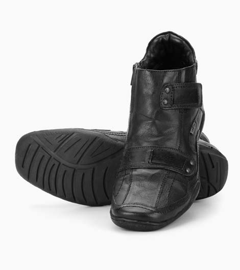 Eva Nx Black Tpr Leather Casual Shoes