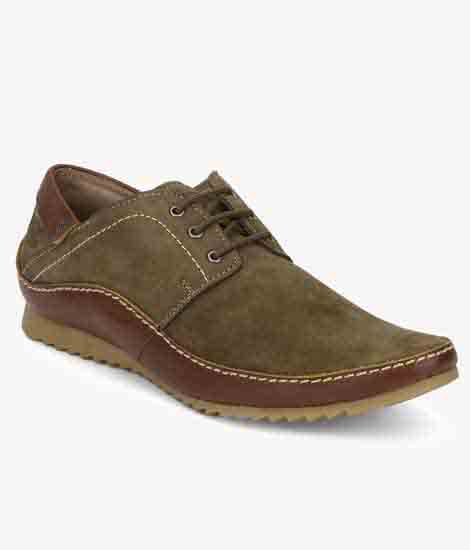 Olive Nubuck Leather Casual Shoes