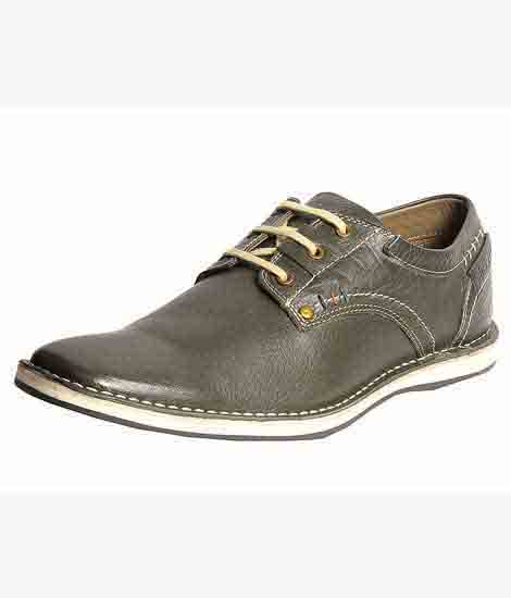 Roldanto Olive Leather Casual Shoes
