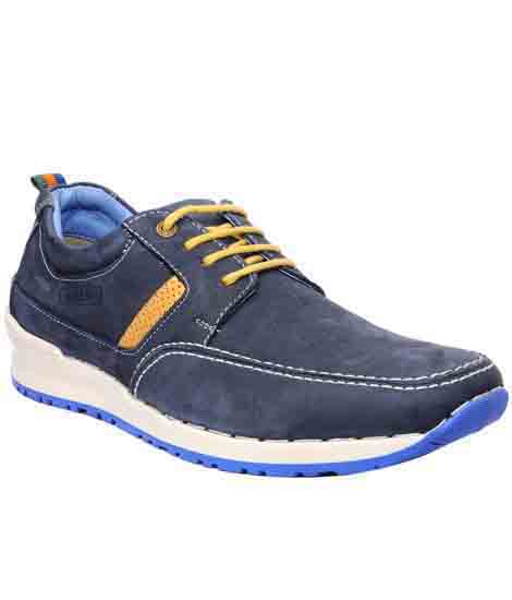 Victoro Blue Leather Casual Shoes