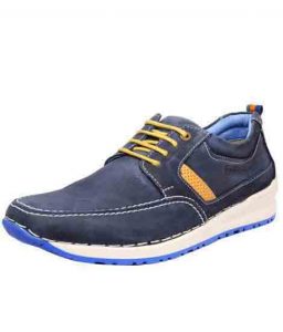 Victoro Blue Leather Casual Shoes