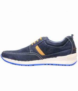 Victoro Blue Leather Casual Shoes