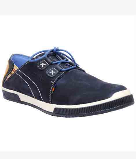 James Navy Leather Casual Shoes