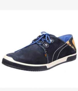 James Navy Leather Casual Shoes