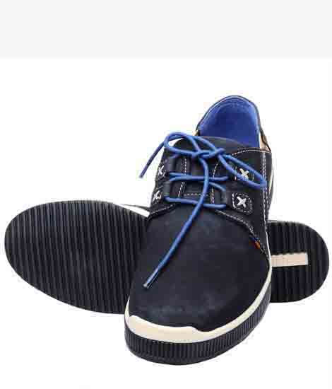 James Navy Leather Casual Shoes
