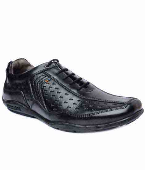 Cidro Black Leather Casual Shoes