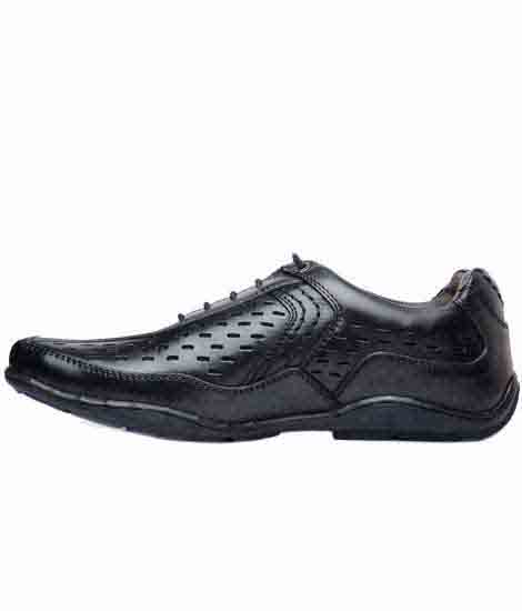 Cidro Black Leather Casual Shoes