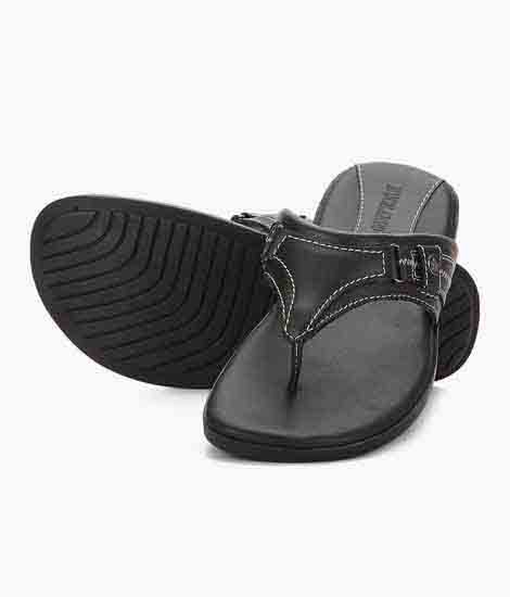Paxton Black Leather Casual Flip Flops