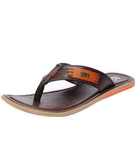 Perez Brown Leather Casual Flip Flops