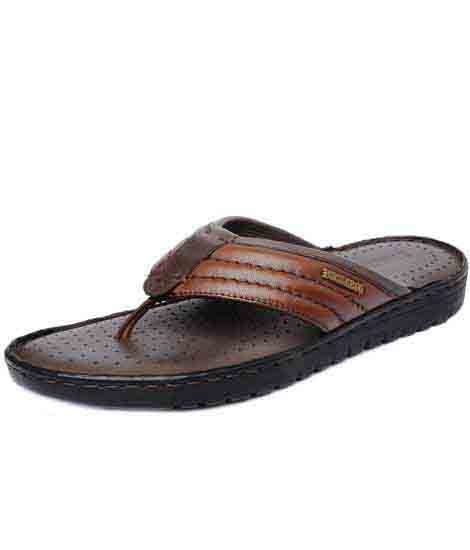 Cisco Brown Leather Casual Flip Flops