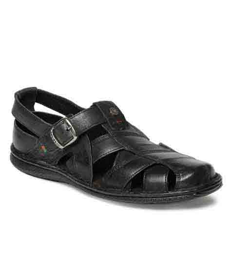 Blaze Black Leather Casual Sandals