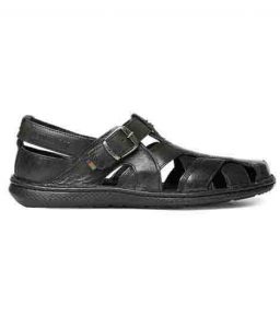 Blaze Black Leather Casual Sandals