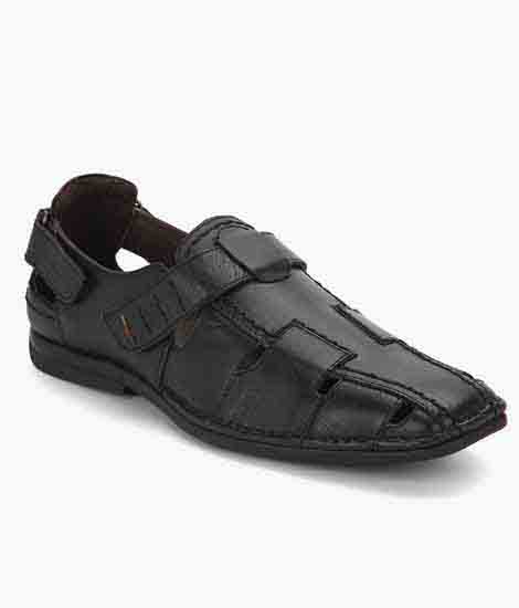 New Fisher Black Leather Casual Shoes