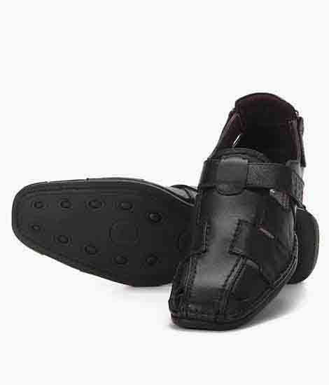 New Fisher Black Leather Casual Shoes